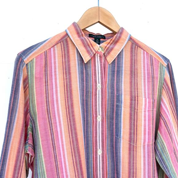 Vintage Ralph Lauren Jeans Co Pink Striped Button Down Shirt Cotton Medium - Picture 5 of 6